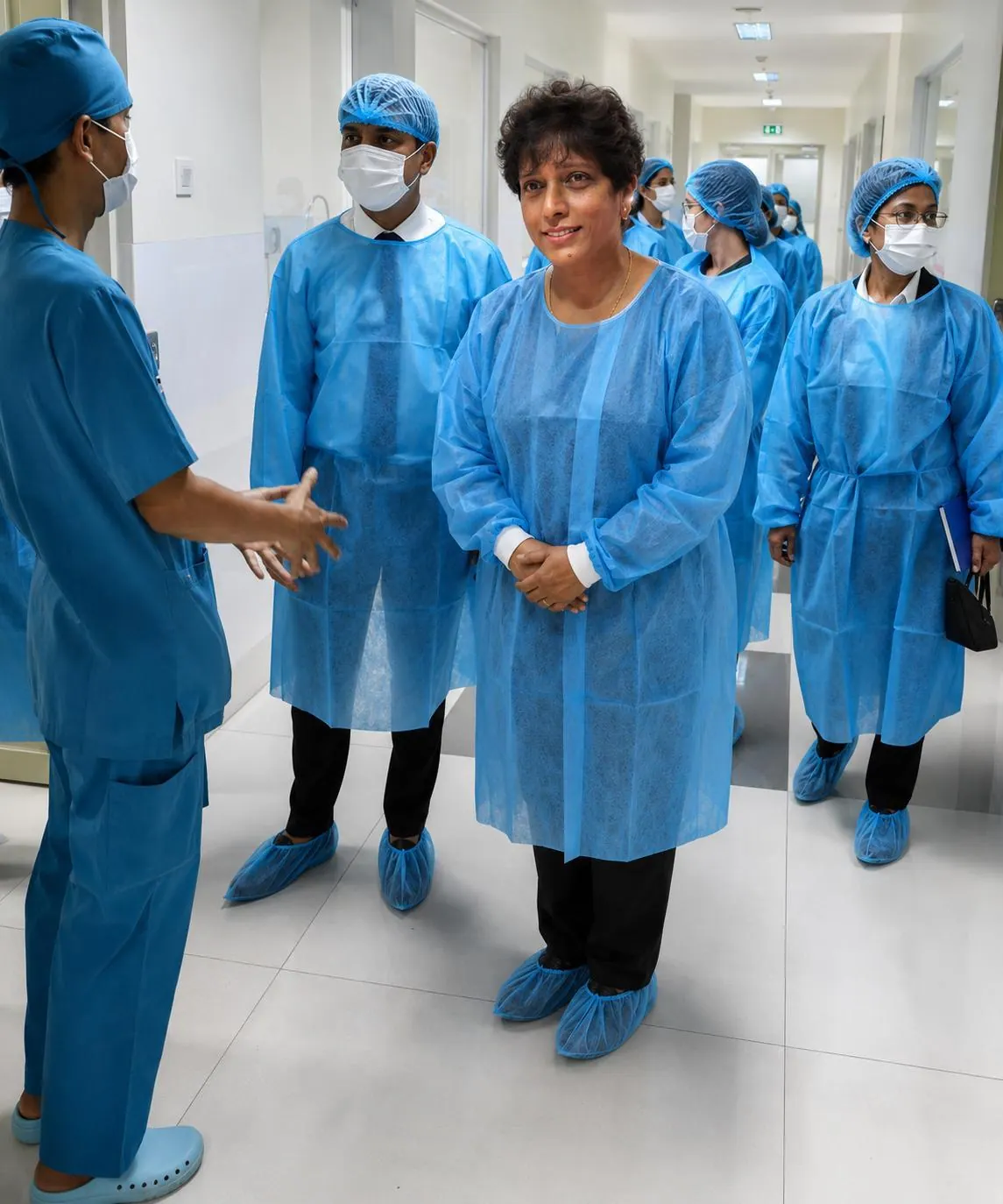 Clinical team receiving leadership guidance in a hospital setting