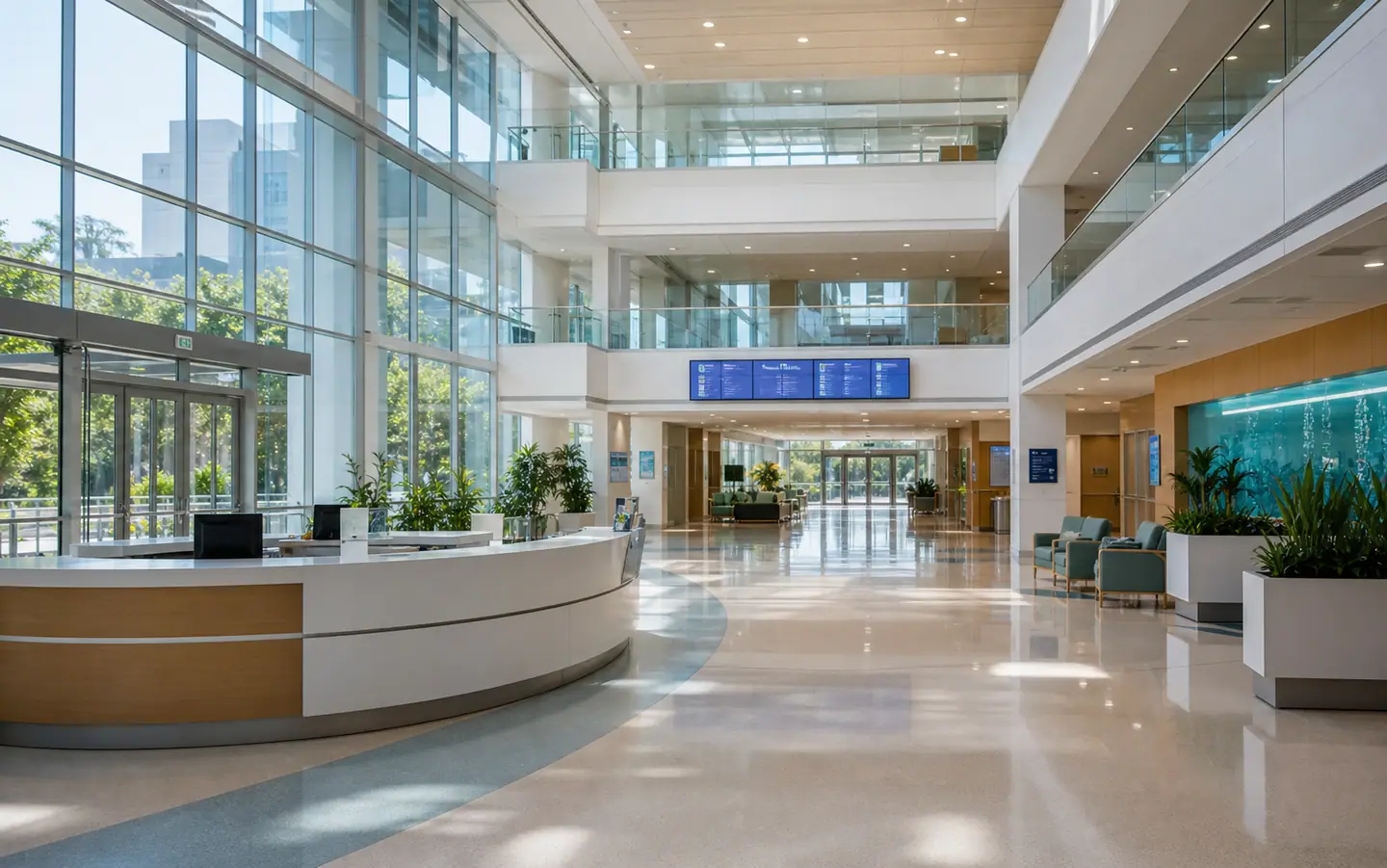 Modern hospital and healthcare system facility